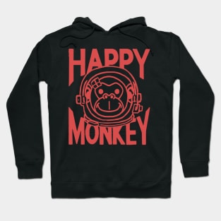 A Space Monkey Is A Happy Monkey Retro Red Hoodie